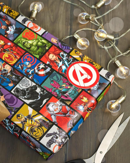 Marvel Avengers Gift Wrap Pack Contains 2 Sheets & Tags Wrapping Paper (Pack of 2)