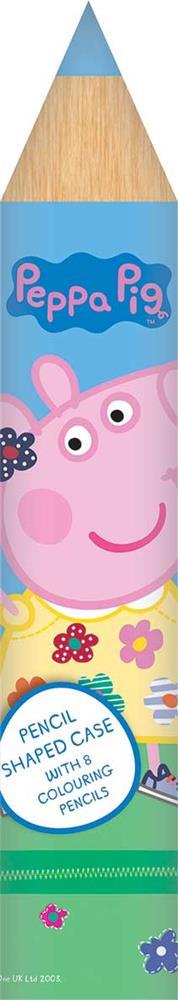 Peppa Pig Pencil Shaped Pencil Case With 8 Colouring Pencils