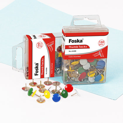 Pack of 100 Assorted Colour Metal Thumbtacks 11mm