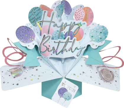 3D Pop Up  Happy Birthday To You Balloons Pop-Up Greeting Card