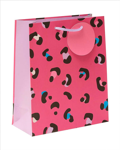Funky Pink Leopard Themed Medium Gift Bag With Tag