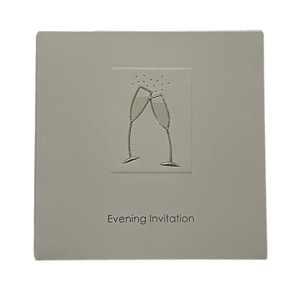 Pack of 10 Silver Foil Finished Wedding Evening Invitation Cards