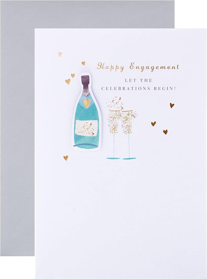 Contemporary Illustrated Textured Design Engagement Congratulations Card