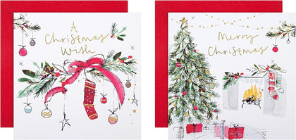  Traditional Wish Designs, Pack of 16 Charity Christmas Cards
