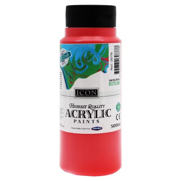 Red Acrylic Paint 500ml by Icon Art – Evercarts
