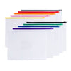 Pack of 12 A4+ Foolscap Clear Zippy Bags with Green Zip