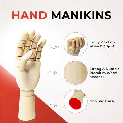 Large Wooden Right Hand Manikin 30cm (12