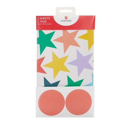 Retro Stars Wrapping Paper Pack Contains 2 Sheets & Tags