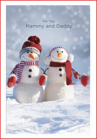 Merry Christmas Mom & Dad Snowman Hallmark Holiday Greeting Card