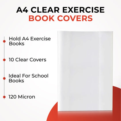 Pack of 10 A4 Clear Exercise Book Covers by Janrax