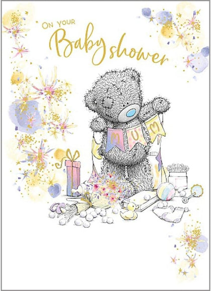 Bear With Bunting Baby Shower Card