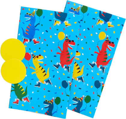 Dinosaur Design 2 Sheets of Wrapping Paper & 2 Tags