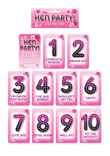12 Pack of 10 Pieces Hen Party Rating Cards 300gsm