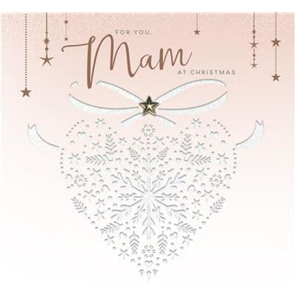 Patterned Heart and Stars with Embellishments Eco-Friendly Mam Christmas Card
