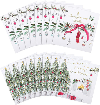  Traditional Wish Designs, Pack of 16 Charity Christmas Cards
