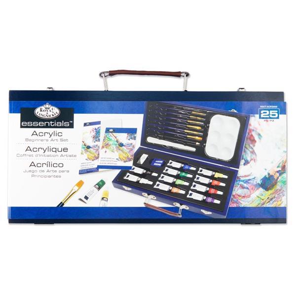 Pack of 25 Pieces Beginners Essentials Acrylic Painting Set In Wooden –  Evercarts