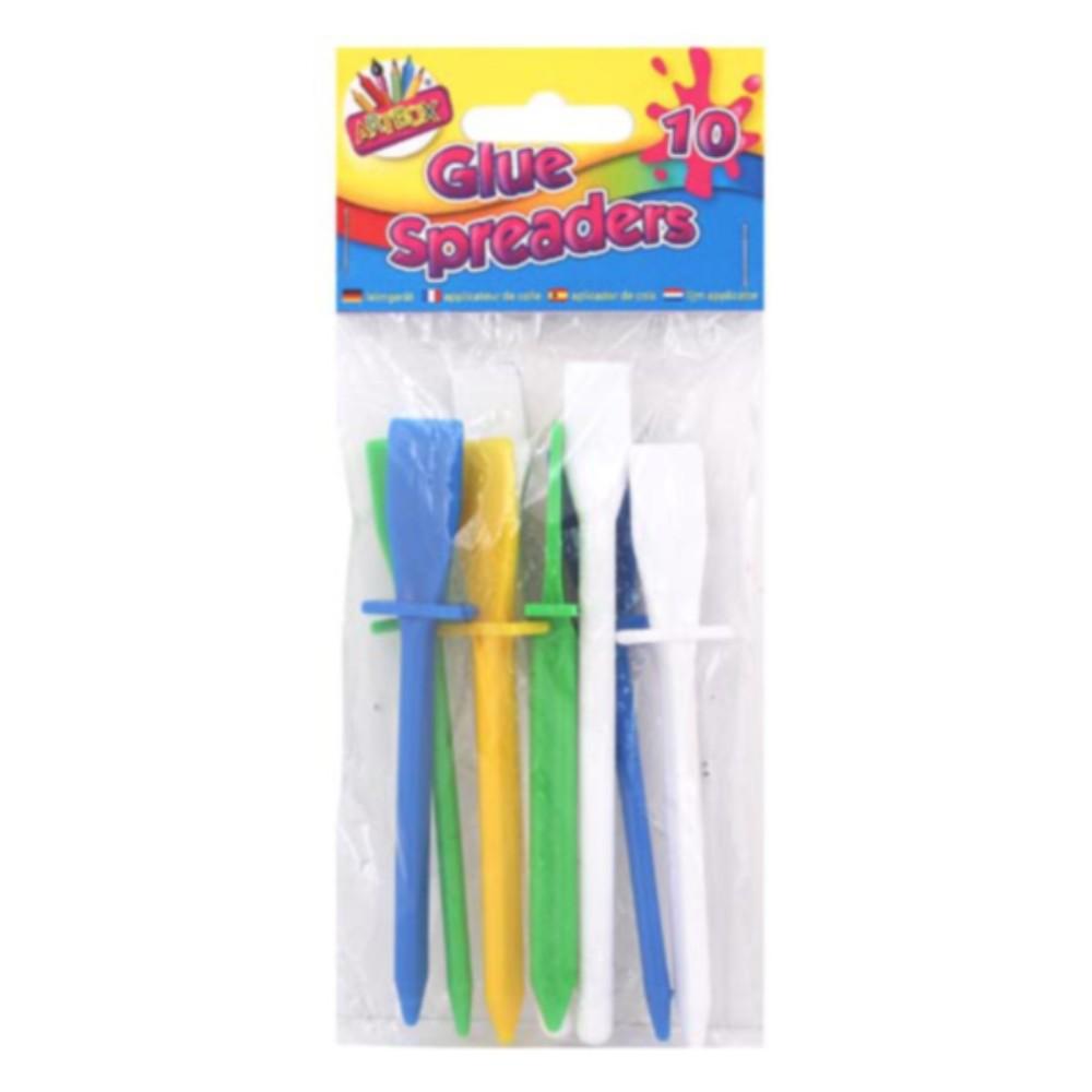 Pack of 10 Plastic Glue Spreaders Assorted Colours