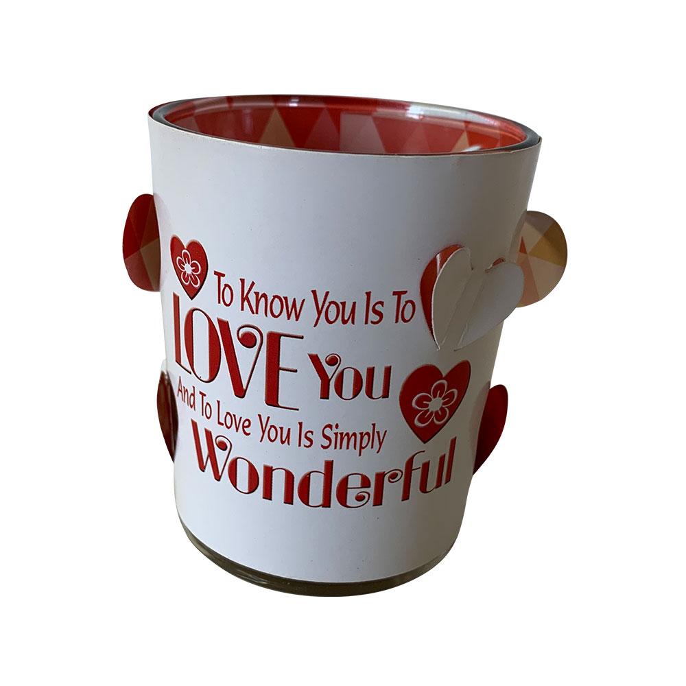 To Know You is to Love You Glass Sentiment Tealight Candle Holder