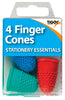 Pack of 4 Rubber Finger Cones Coloured