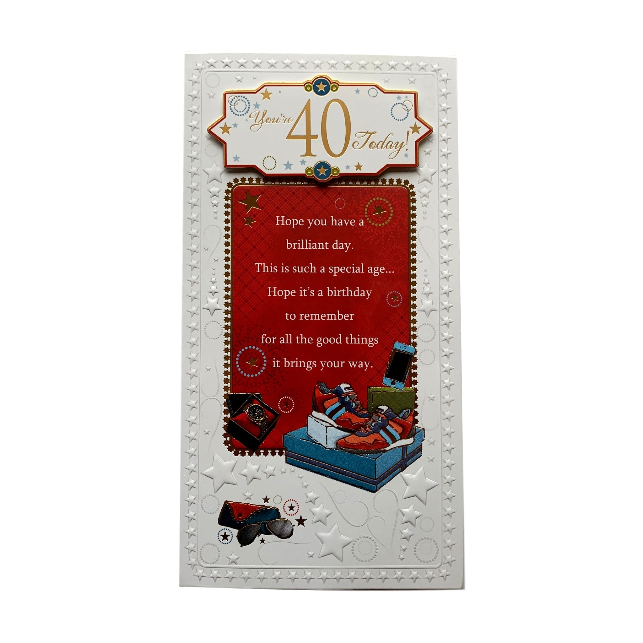 You're 40 Today! Open Male Birthday Soft Whispers Card