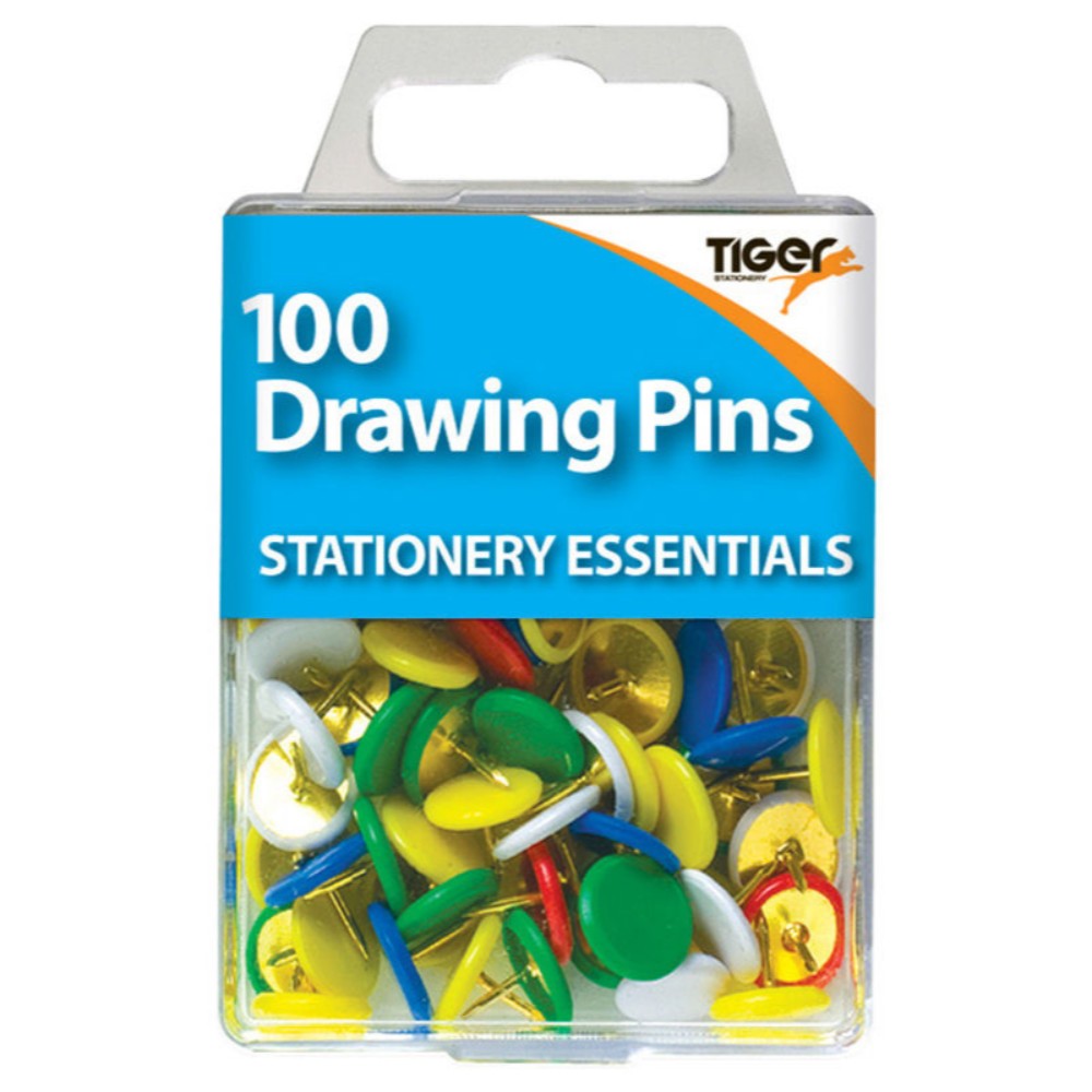 Pack of 100 Coloured Drawing Pins