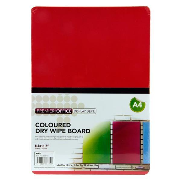 A4 Pink Coloured Dry Wipe Board by Premier Office
