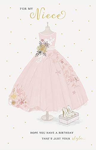 Niece Birthday Card Girl In Luxury Pink Dress – Evercarts