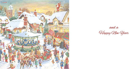 Fantastic Colourful 3D Festive Night Time Shopping Design Christmas Card