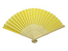 Yellow Fabric Hand Held Bamboo and Wooden Fan