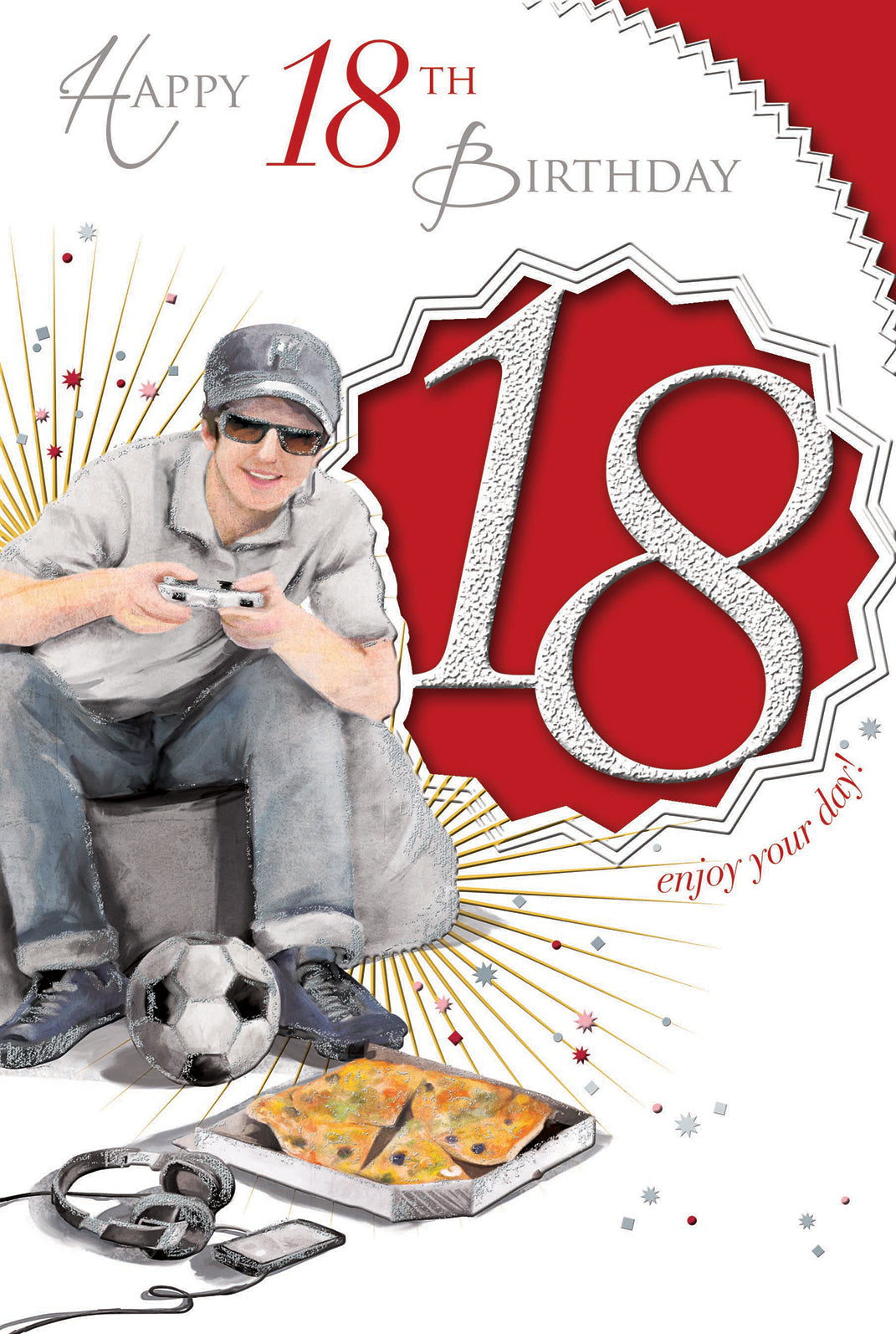 Happy 18th Birthday. Fun Star Design Card For Age 18 Male