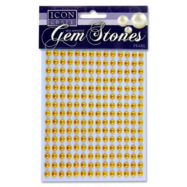 Pack of 210 Pearl Gold Self Adhesive 6mm Gem Stones by Icon Craft