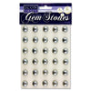 Pack of 30 Pearl Silver Self Adhesive 14mm Gem Stones by Icon Craft
