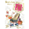 Birthday Wishes Open Female 21st Celebrity Style Greeting Card