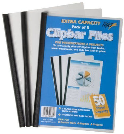 Pack of 3 Extra Capacity A4 Clip Bar Files