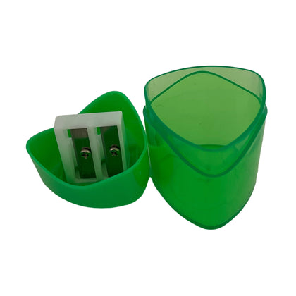Pack of 12 Green Two Hole Sharpener with Canister
