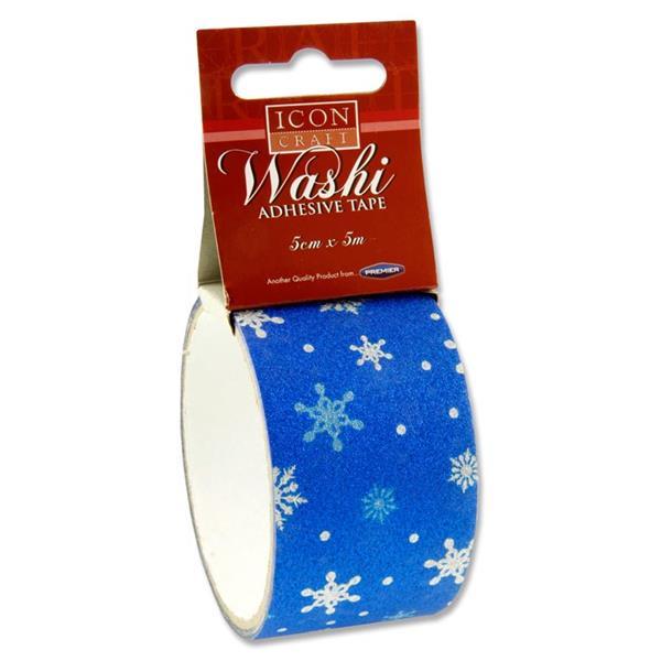 5m x 5cm Blue Snowflakes Design Washi Tape by Icon Craft