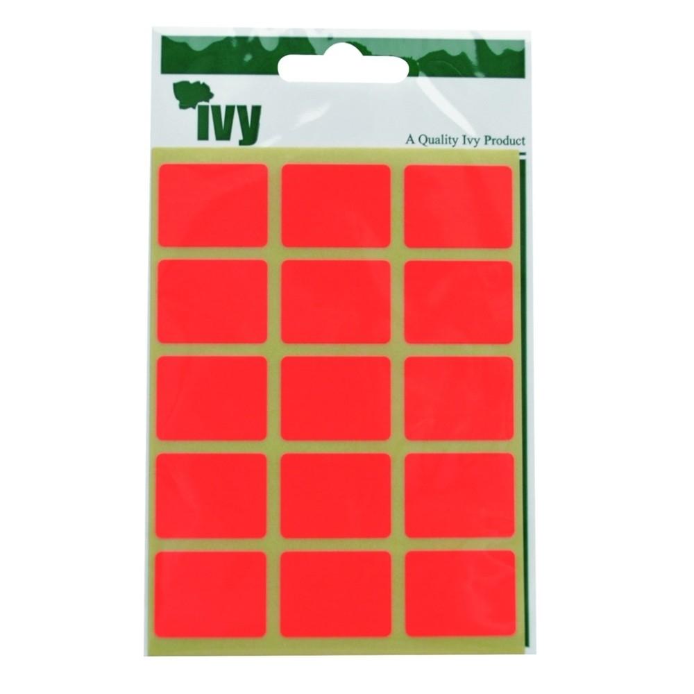 Pack of 60 Orange Fluorescent 19x25mm Rectangular Labels