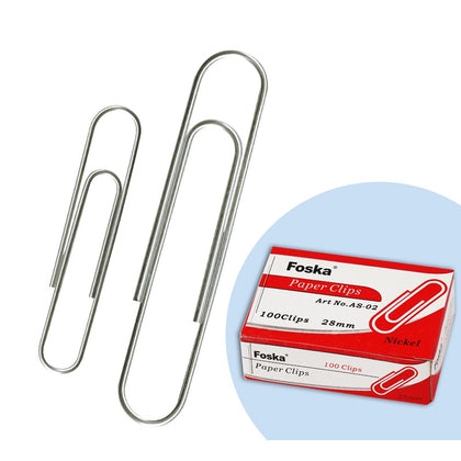 Pack of 100 25mm Nickel Silver Paper Clips