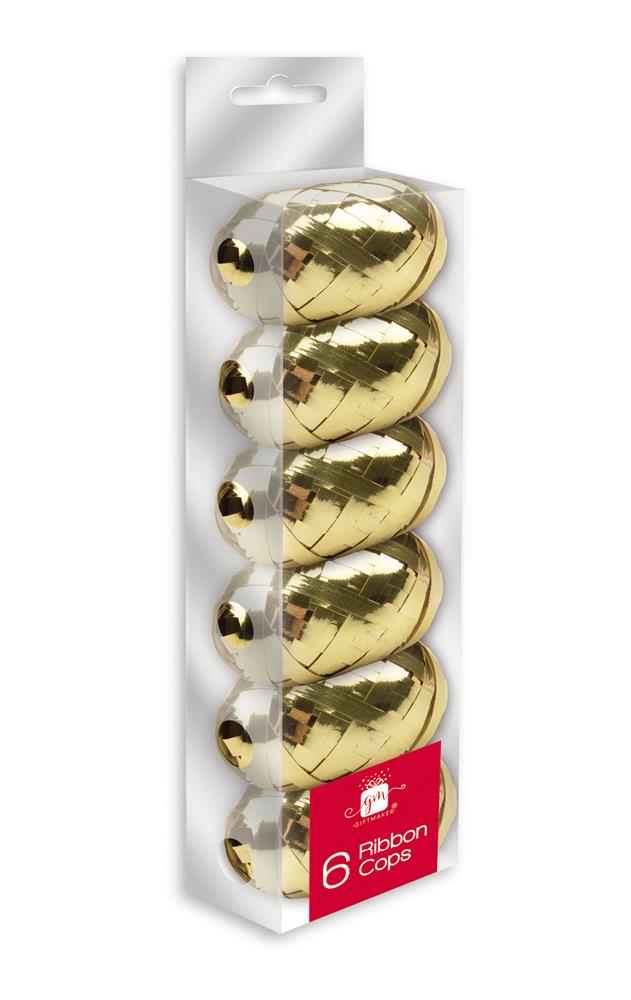 Pack of 6 Christmas Gold Ribbon Cops