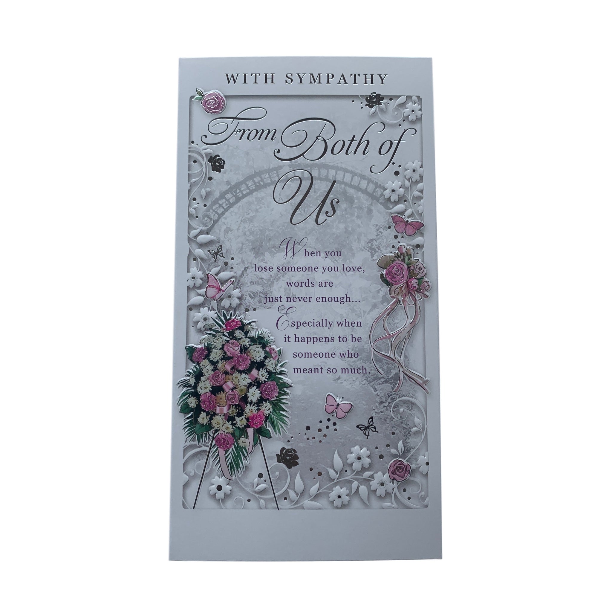 From Both of Us Embossed Flowers Design Sympathy Opacity Card