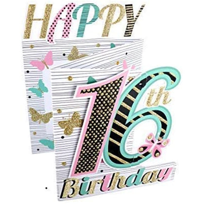 3D Cutting Edge Greeting Card for a 16th Girl Birthday Card