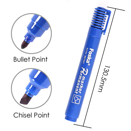 Pack of 12 Blue Chisel Tip Permanent Markers Pens