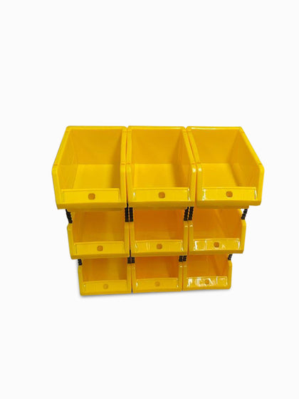 Stackable Yellow Storage Pick Bin with Riser Stands 245x158x108mm