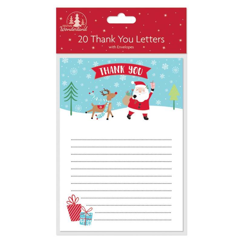 Pack of 20 Christmas Present Thank You Letters with Envelopes