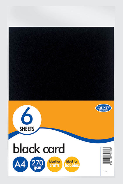 6 A4 Black Card Pack 270gsm