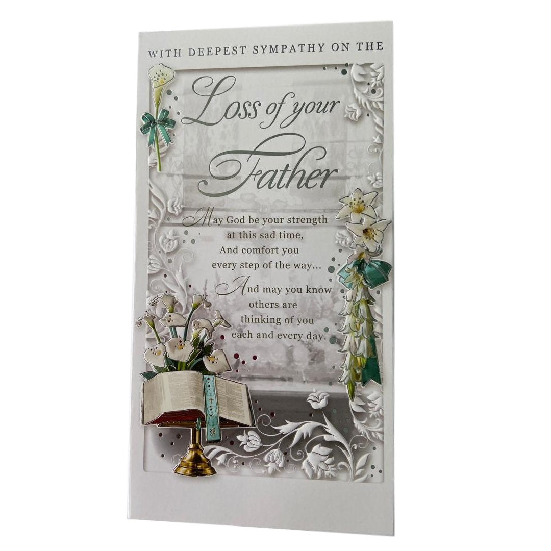 Loss of Father Floral Design Sympathy Opacity Card