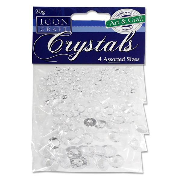 Pack of 20g 4-12mm Clear Crystals by Icon Craft