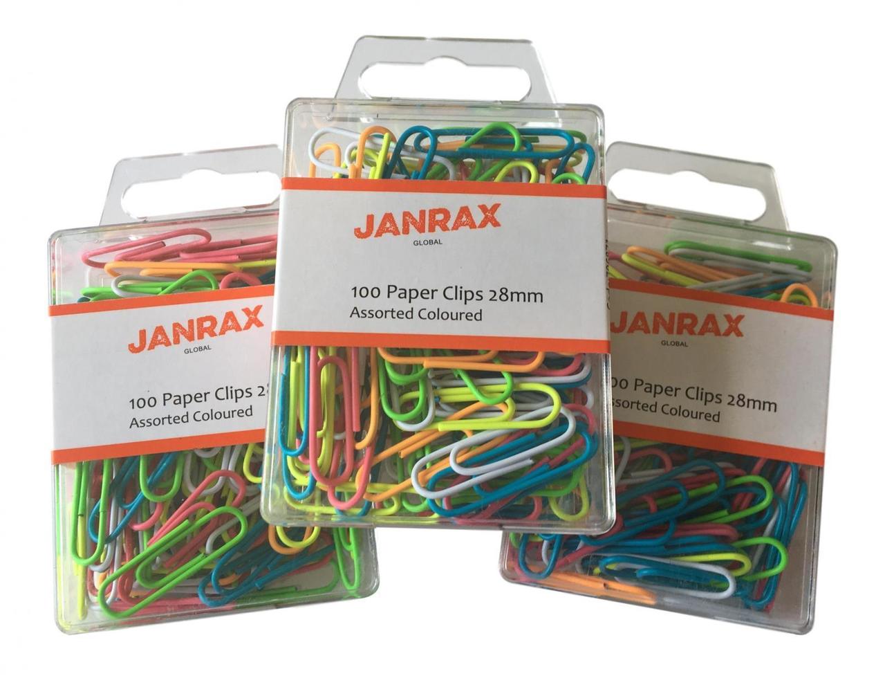 Pack of 100 Assorted Colour Paper Clips