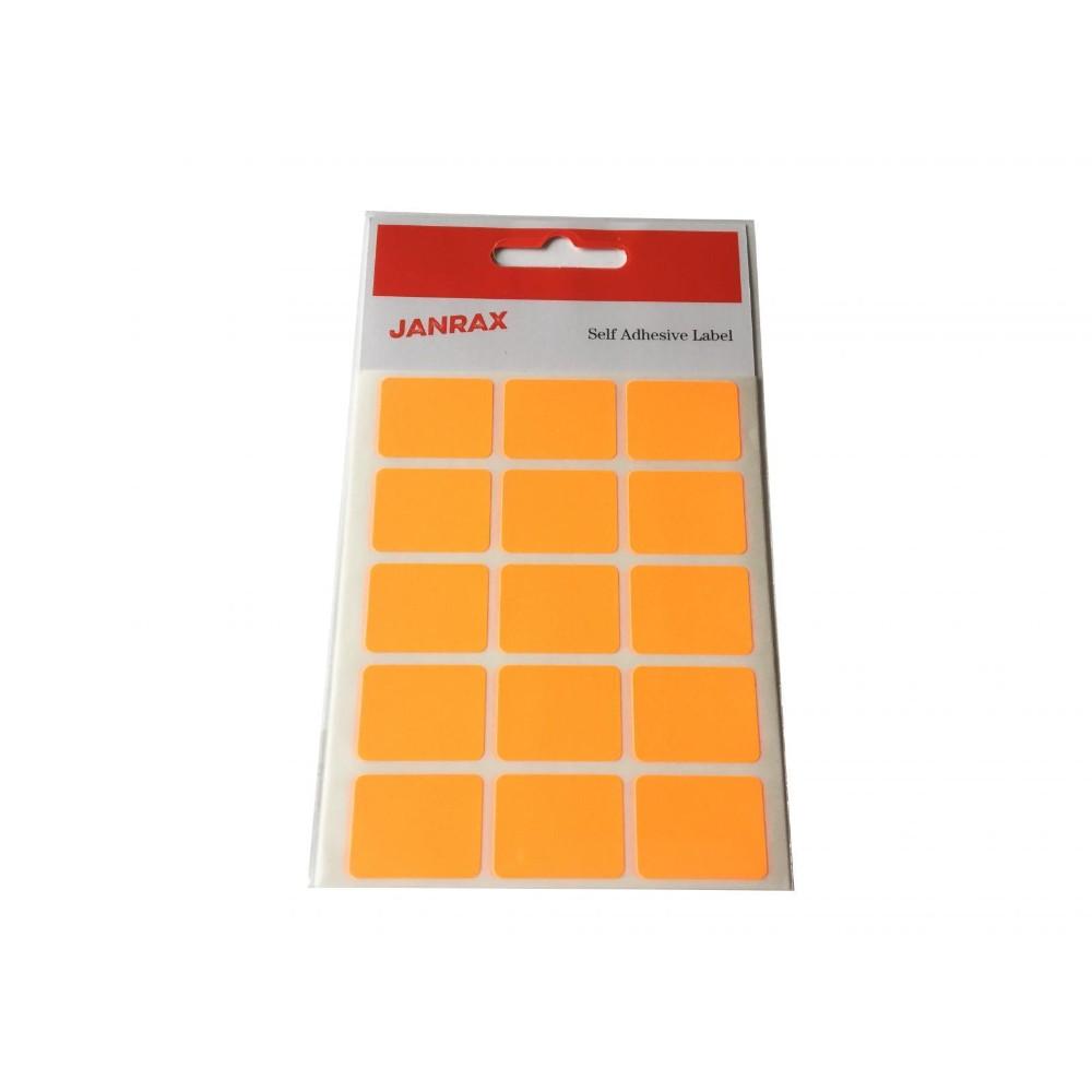 Pack of 60 Fluorescent Orange 19x25mm Rectangular Labels - Adhesive Stickers