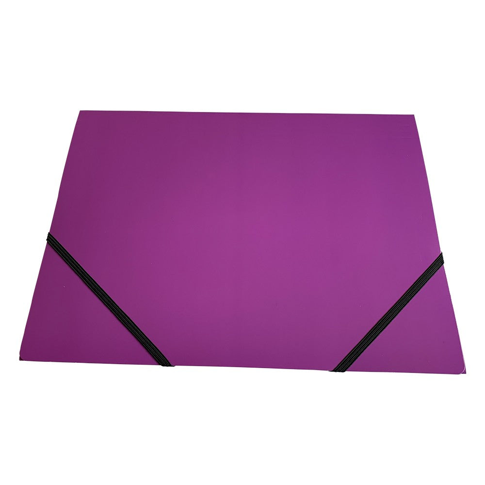 Janrax A4 Purple Laminated Card 3 Flap Folder with Elastic Closure